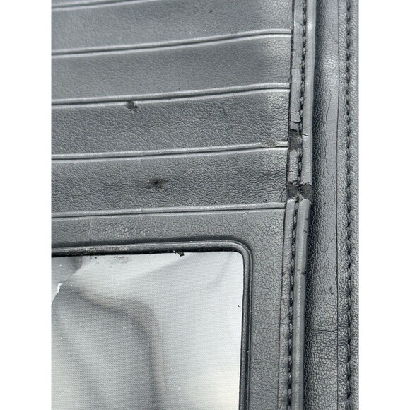 COACH BLACK GENUINE LEATHER BIFOLD SNAP WALLET Silver Turn  Key Lock Credit Card - Picture 9 of 11